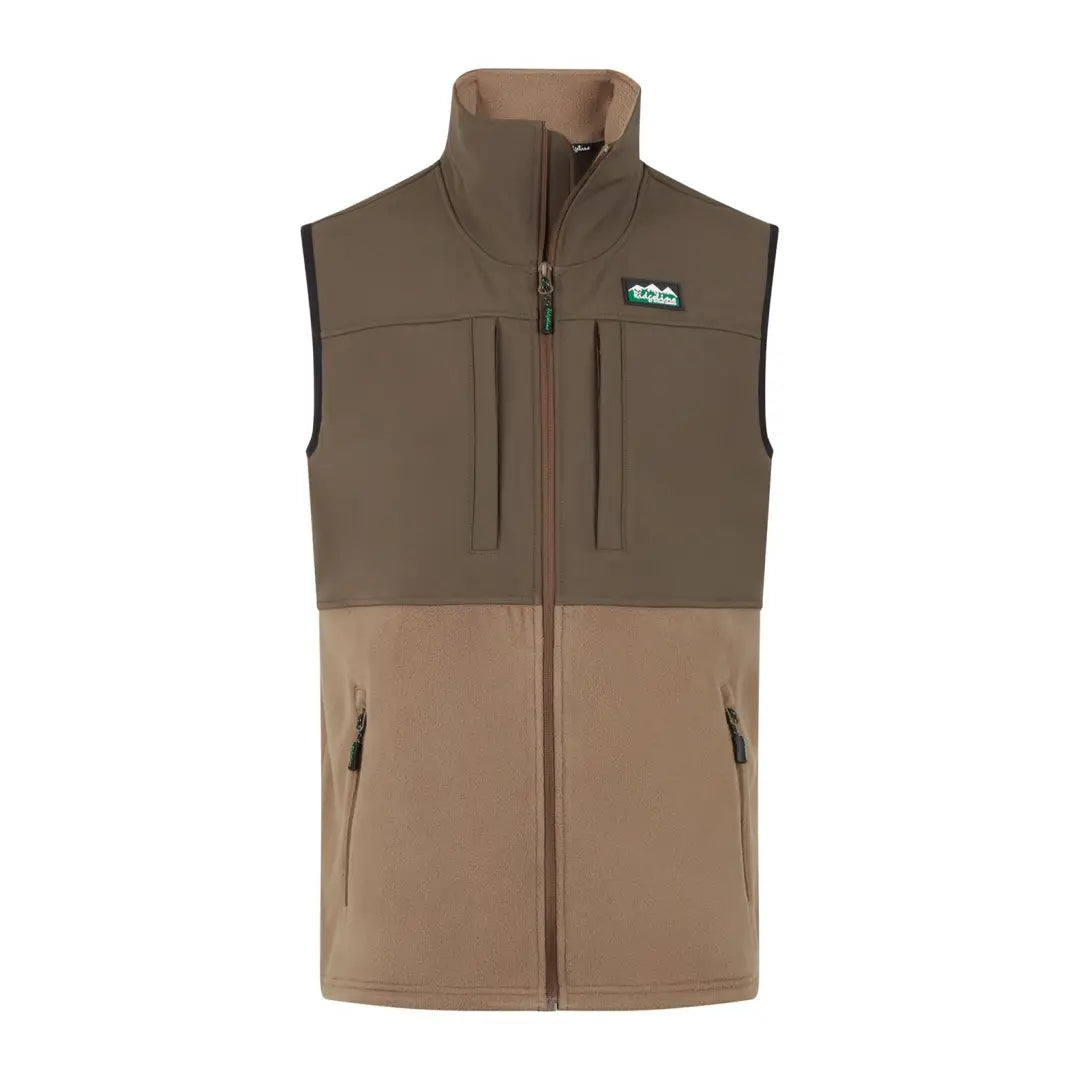 Two-tone Ridgeline Hybrid Fleece Gilet for arms moving freely with full zip and pockets