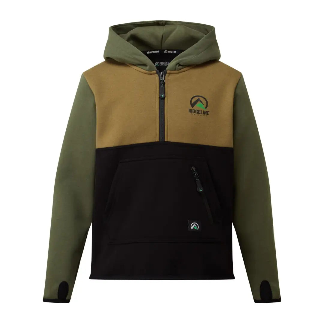 Colorblock Ridgeline Kids Tribe Hoodie with zipper and logo, perfect for stylish kids