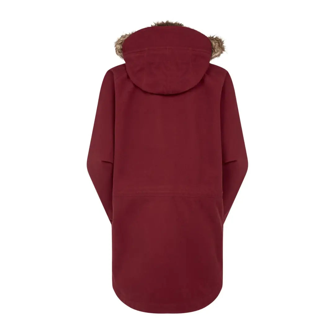 Burgundy Ridgeline Ladies Monsoon II Arctic Smock with a cozy fur-trimmed hood