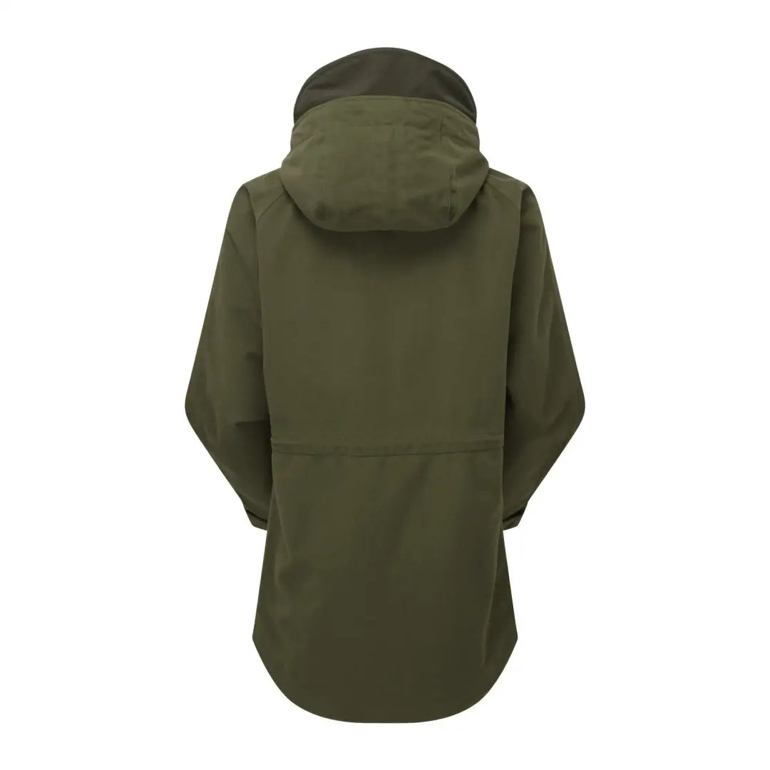 Olive green Ridgeline Ladies Monsoon II Smock with curved hemline and two hip zips