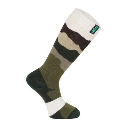 Camouflage Merino Wool Socks in earth tones for outdoor adventures and comfort