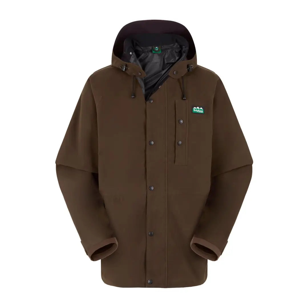 Brown Hooded Jacket with Green Logo from Ridgeline Monsoon Classic Waterproof Jacket