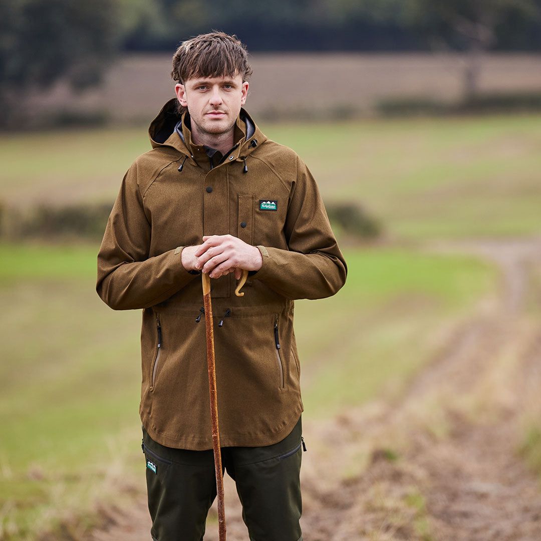 Brown hooded outdoor jacket from Ridgeline Monsoon Light Smock for stylish weather protection