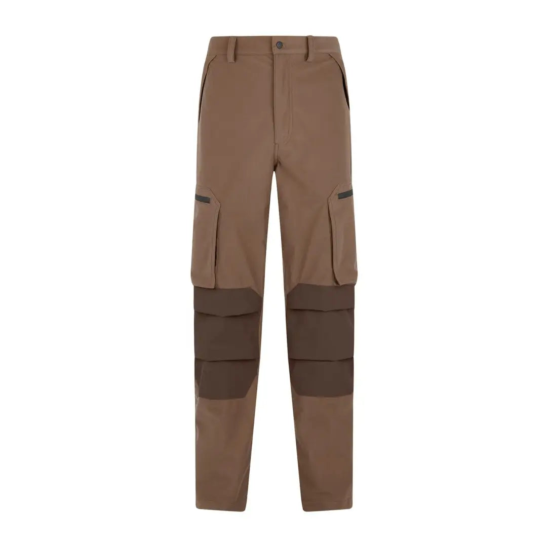 Brown cargo pants with knee patches and pockets, perfect for Pintail Ghillie Trousers