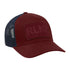 Stylish Burgundy and Navy RLNZ Trucker Cap with cool patch on front