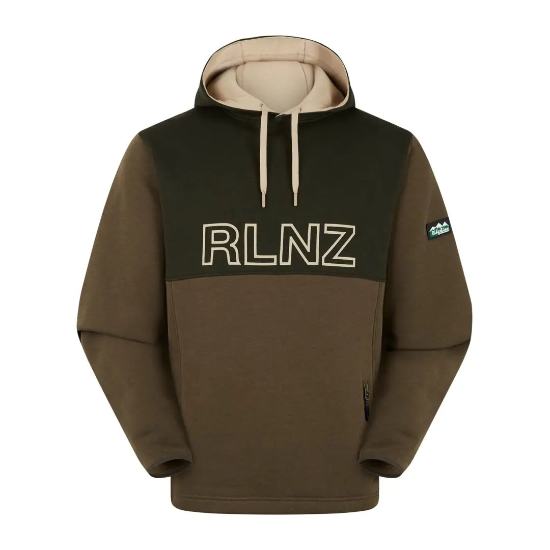 Two-tone South Island hoodie with RLNZ text on the chest for stylish comfort