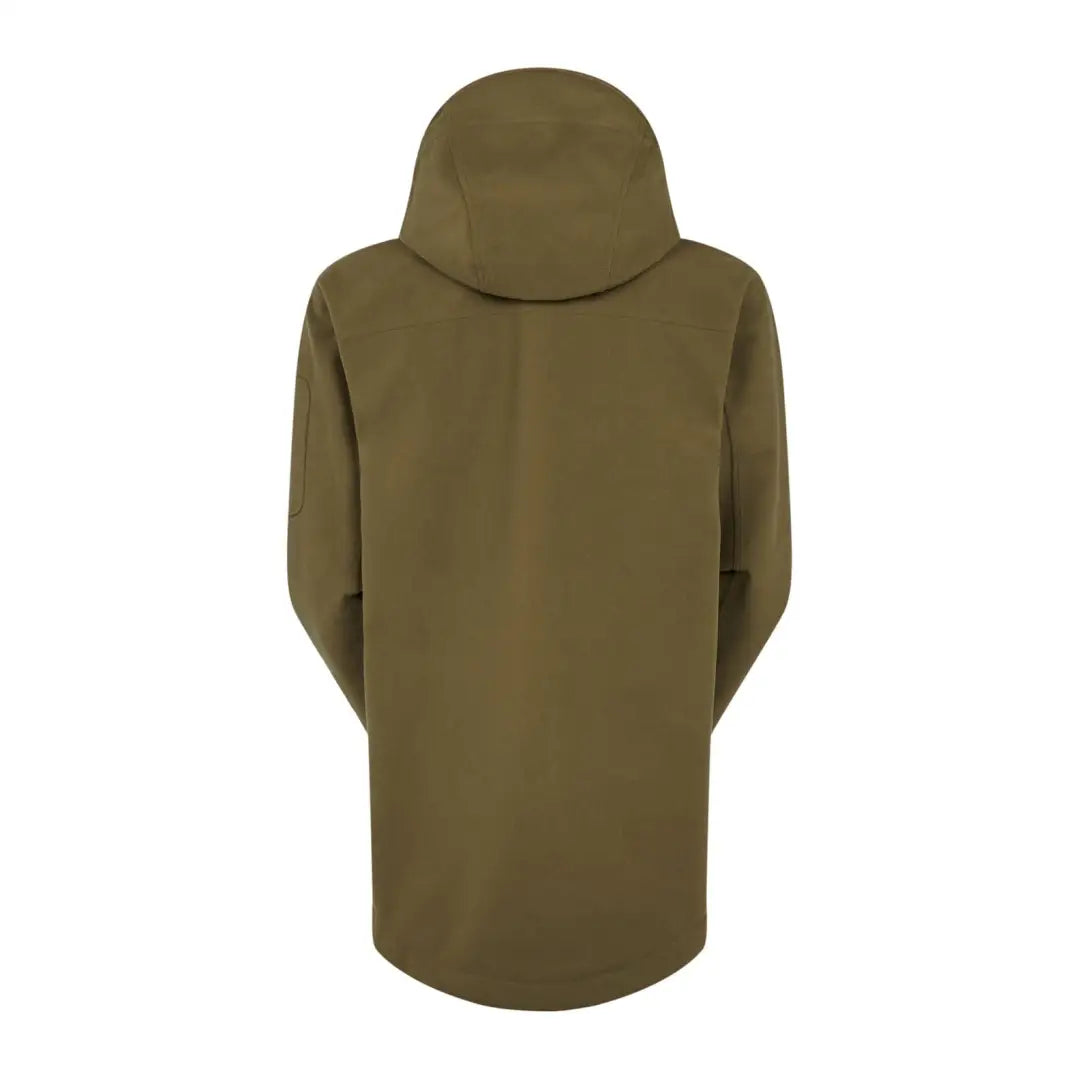 Olive green hooded Ridgeline Tempest Smock coat viewed from the back