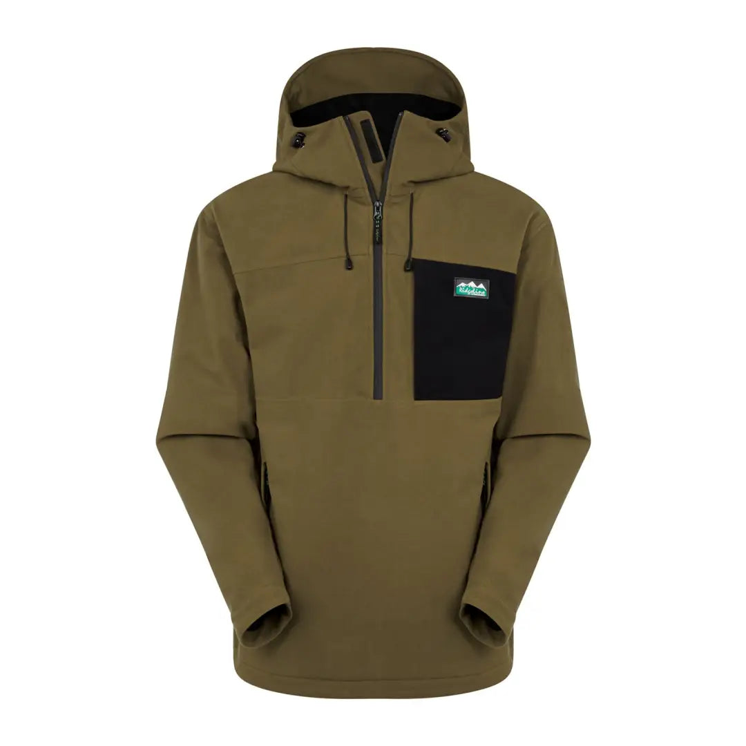 Olive green Ridgeline Tempest Smock with black chest pocket and half-zip front