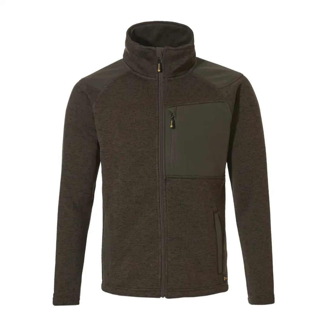 Dark green Rovince Coarse Fleece jacket with zippered front and high collar