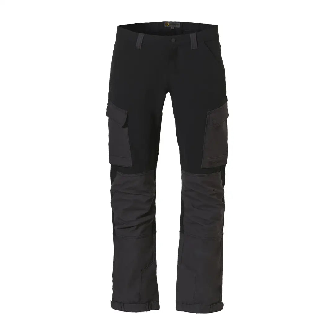 Black Rovince Flexline Trousers with reinforced knees and pockets, plus a hidden metal shoelace