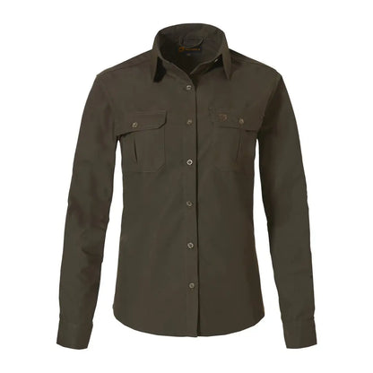 Dark olive green Rovince Womens Ergoline Shirt with two pockets and anti-tick treatment