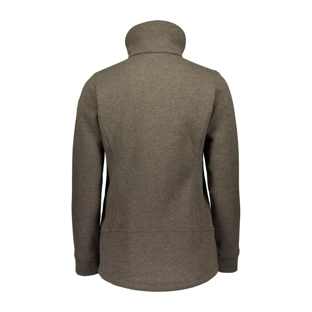 Olive green fleece jacket back view, perfect for country clothing and outdoor adventures