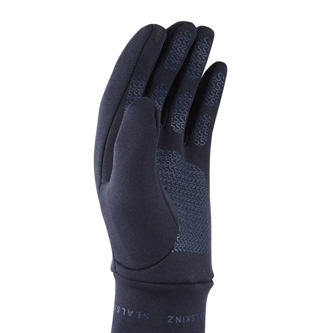 Dark blue Sealskinz Acle Nano Fleece Glove with grip for cold weather workouts