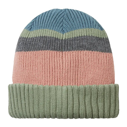 Striped knit Sealskinz Cromer Hat with pastel bands for waterproof cold weather fun