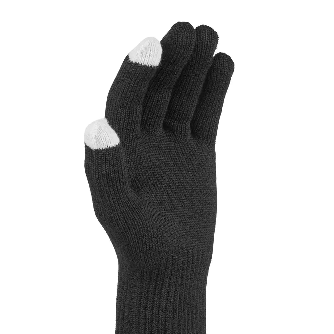 Black knit glove with white fingertips for outdoor country clothing and hunting