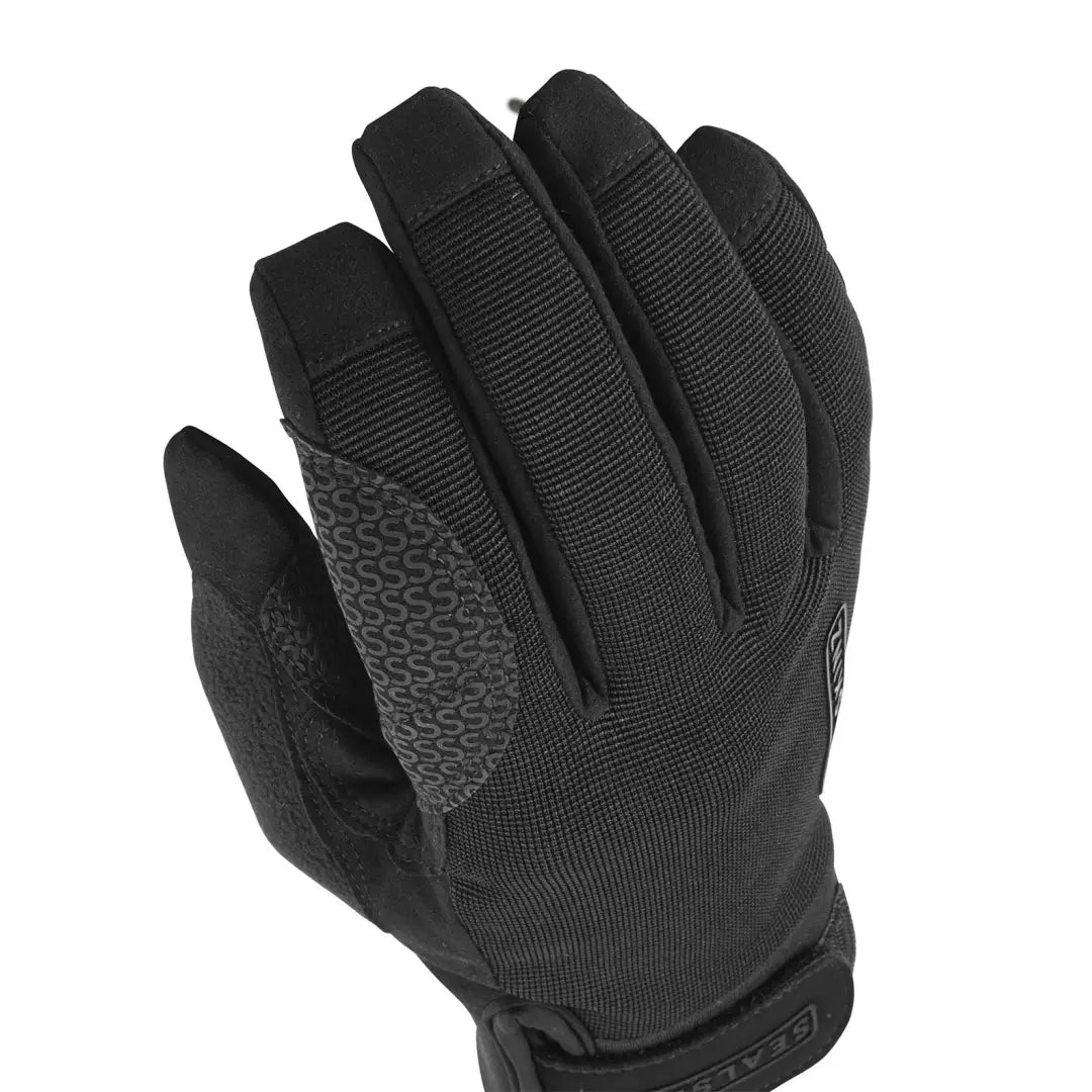 Black Sealskinz Harling Glove with textured palm grip, perfect for country clothing and hunting