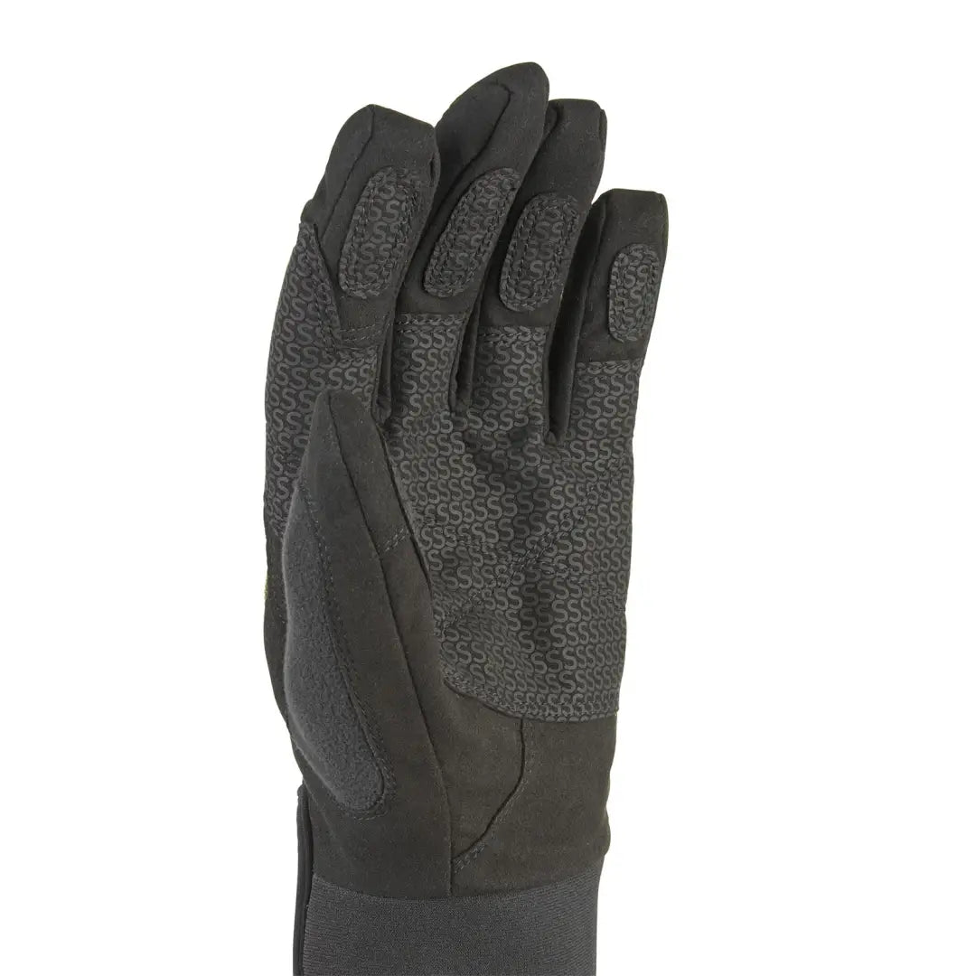 Black Sealskinz Harling Glove with textured palm for grip and durability