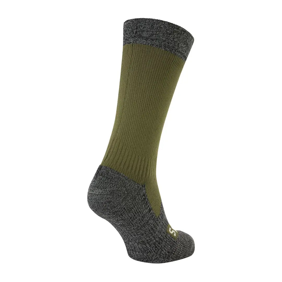 Olive green and gray Sealskinz Raynham Waterproof Sock for country clothing and outdoor adventures