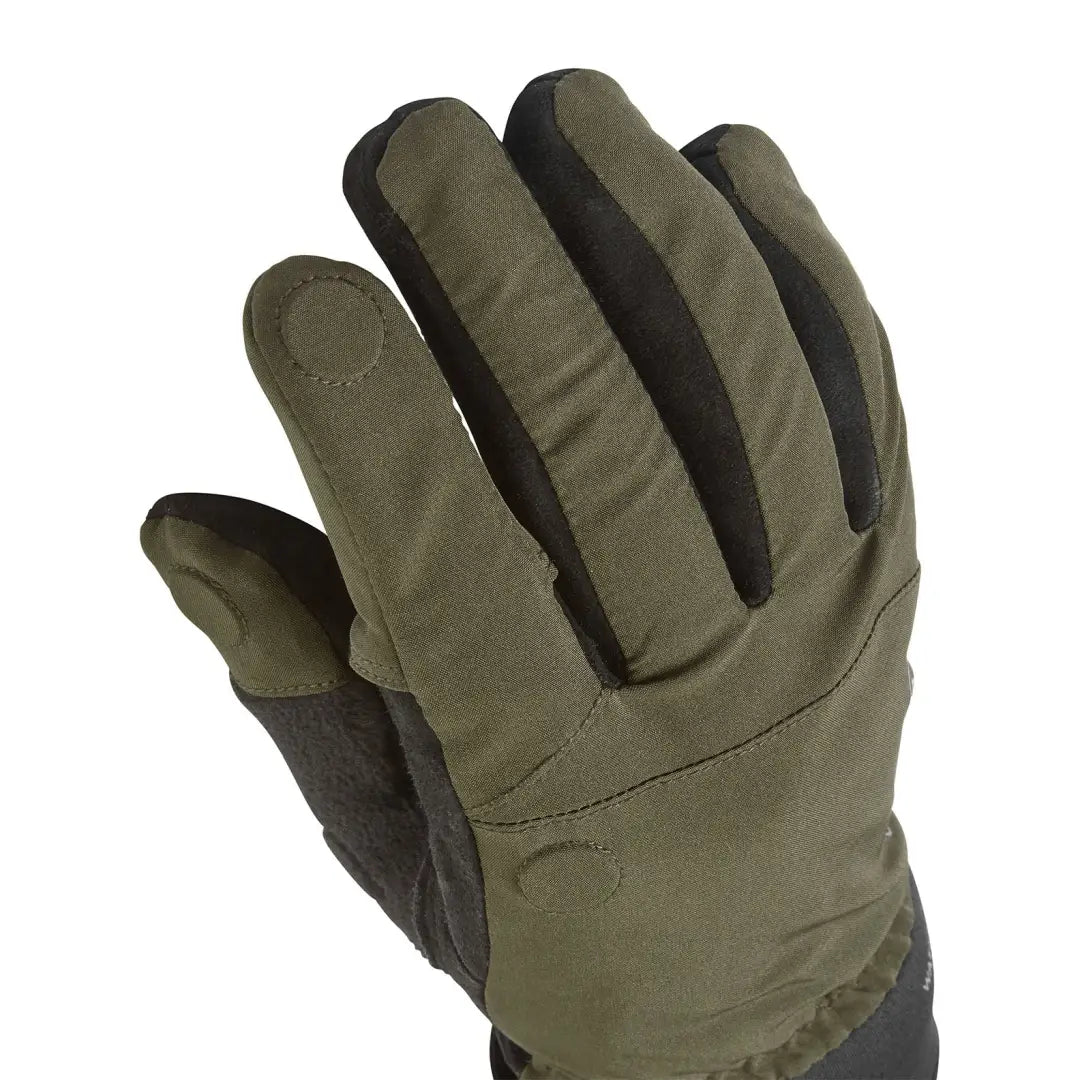 Olive green and black Sealskinz rugged waterproof glove for outdoor and military use