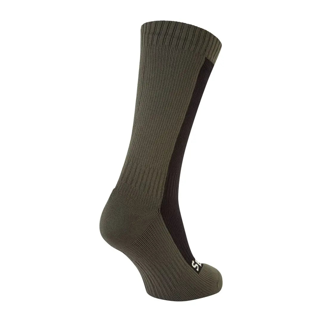 Olive green Sealskinz Starston Waterproof Sock with dark side panel, made of premium merino wool