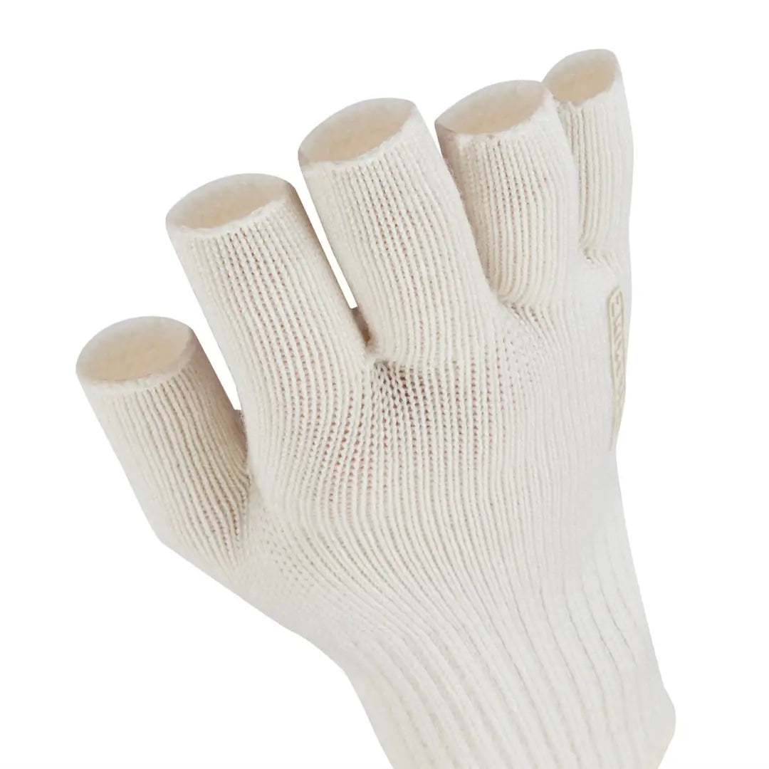 White knit Sealskinz Thornham Merino Fleece glove with finger sleeves for warmth