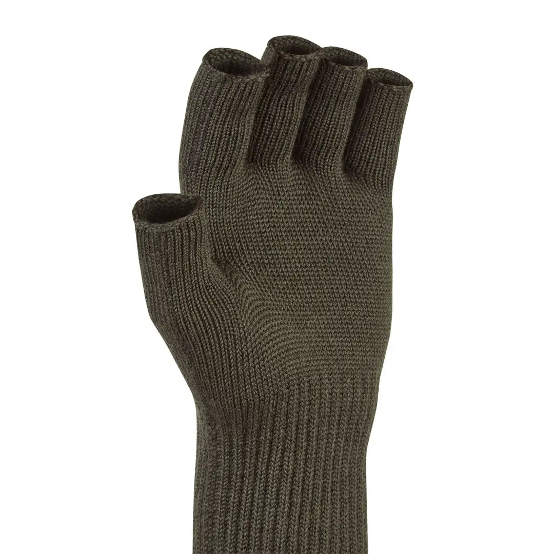 Fingerless olive green knit glove from Sealskinz Thornham Merino Fleece collection