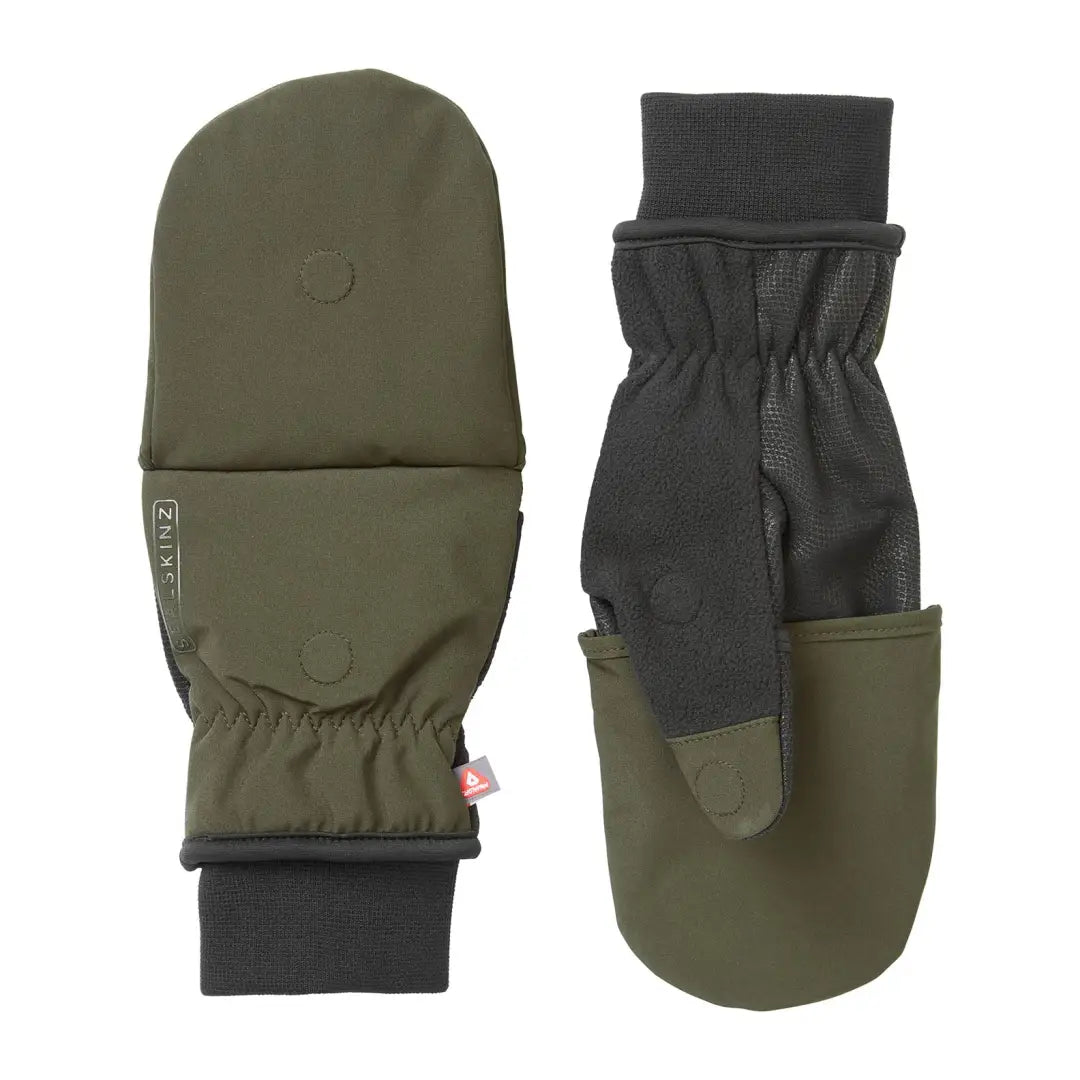 Olive green and black Sealskinz Walpole windproof mitt engineered for warmth and comfort