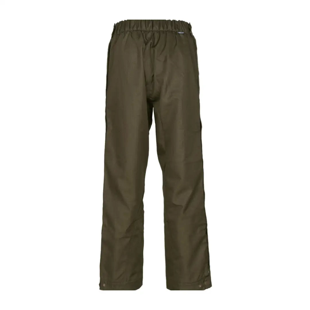 Olive green waterproof Seeland Buckthorn Overtrousers with elastic waistband