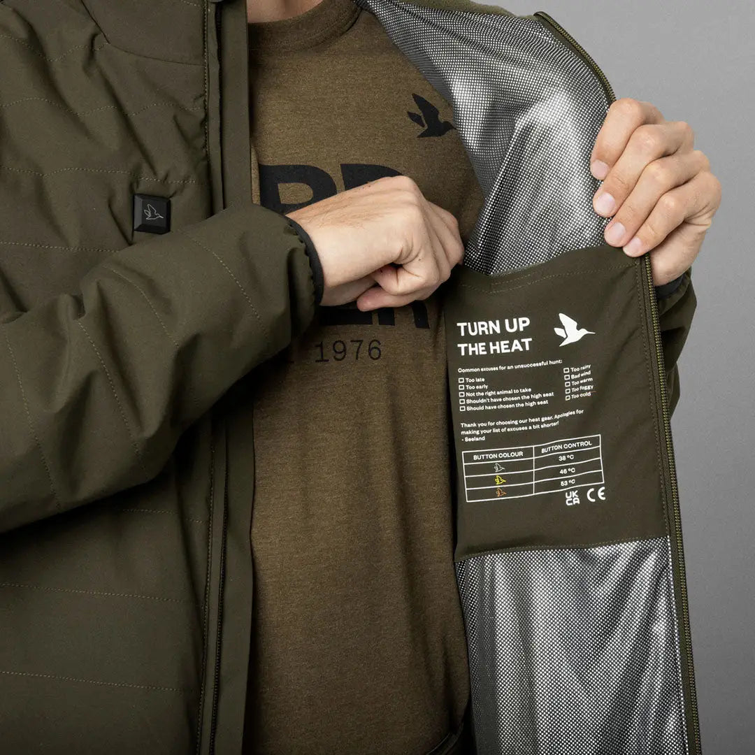 Heated Seeland Celsius Heat Jacket with internal controls and metallic lining