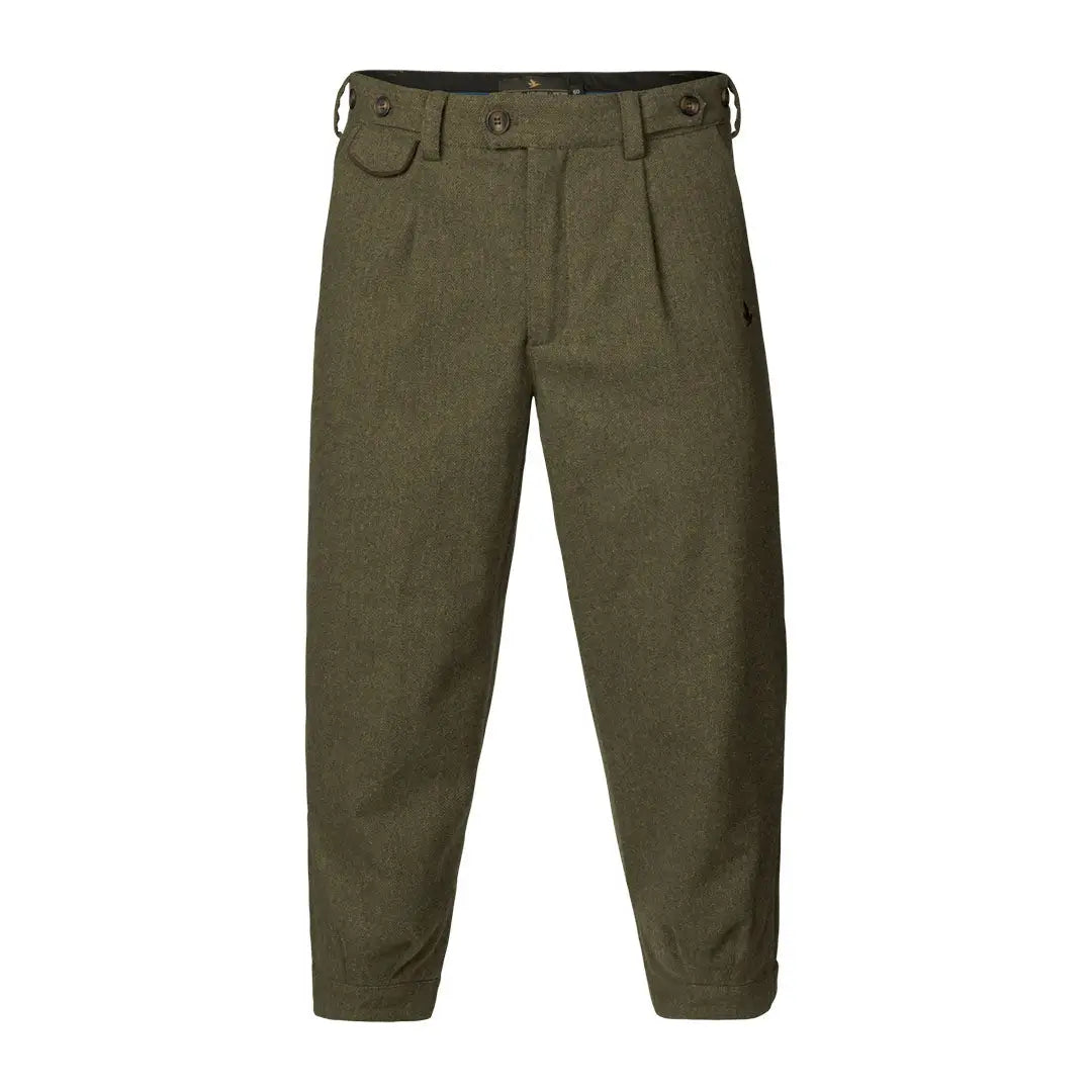 Olive green Seeland Hillside Breeks with pleated front and belt loops for style