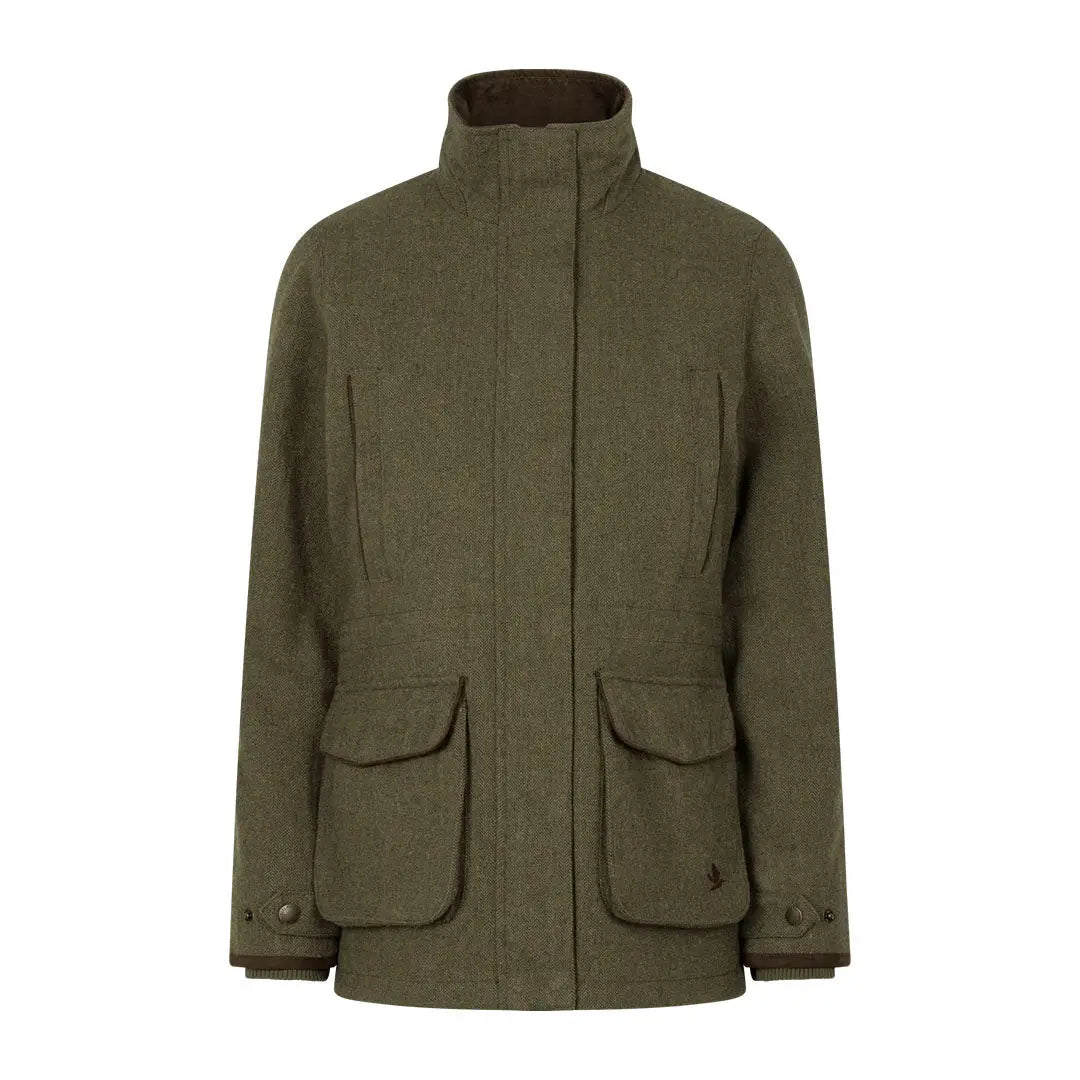 Olive green Seeland Hillside Harriet Jacket with high collar and multiple pockets