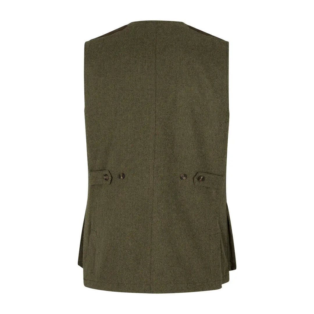 Olive green Seeland Hillside Waistcoat with buttons and pleats at the bottom