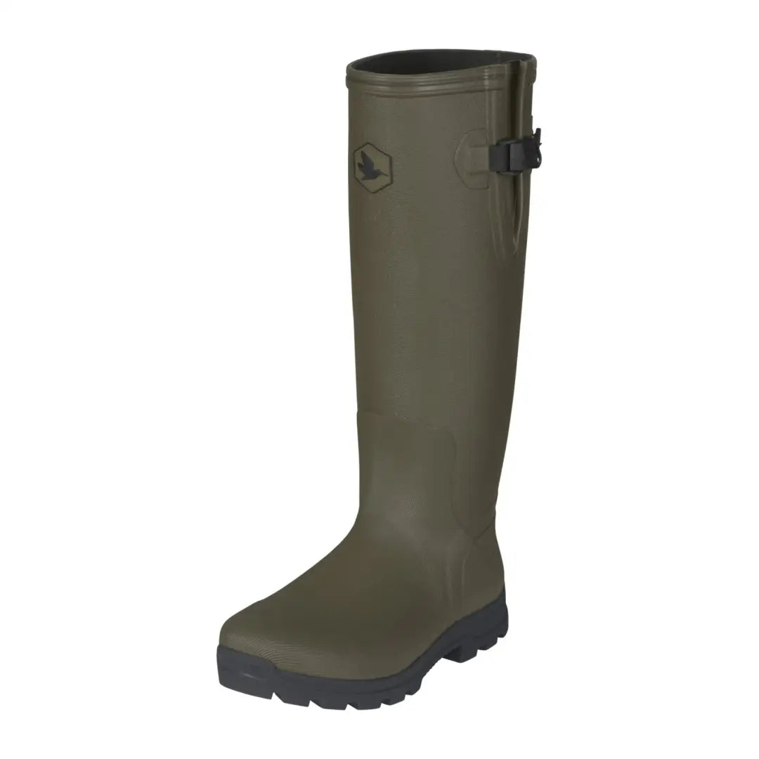 Tall olive green Seeland Key Point Boot with rugged black sole, perfect all-round rubber boot