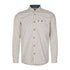 White Seeland Oxford Shooting Shirt in breathable cotton blend with brown grid pattern