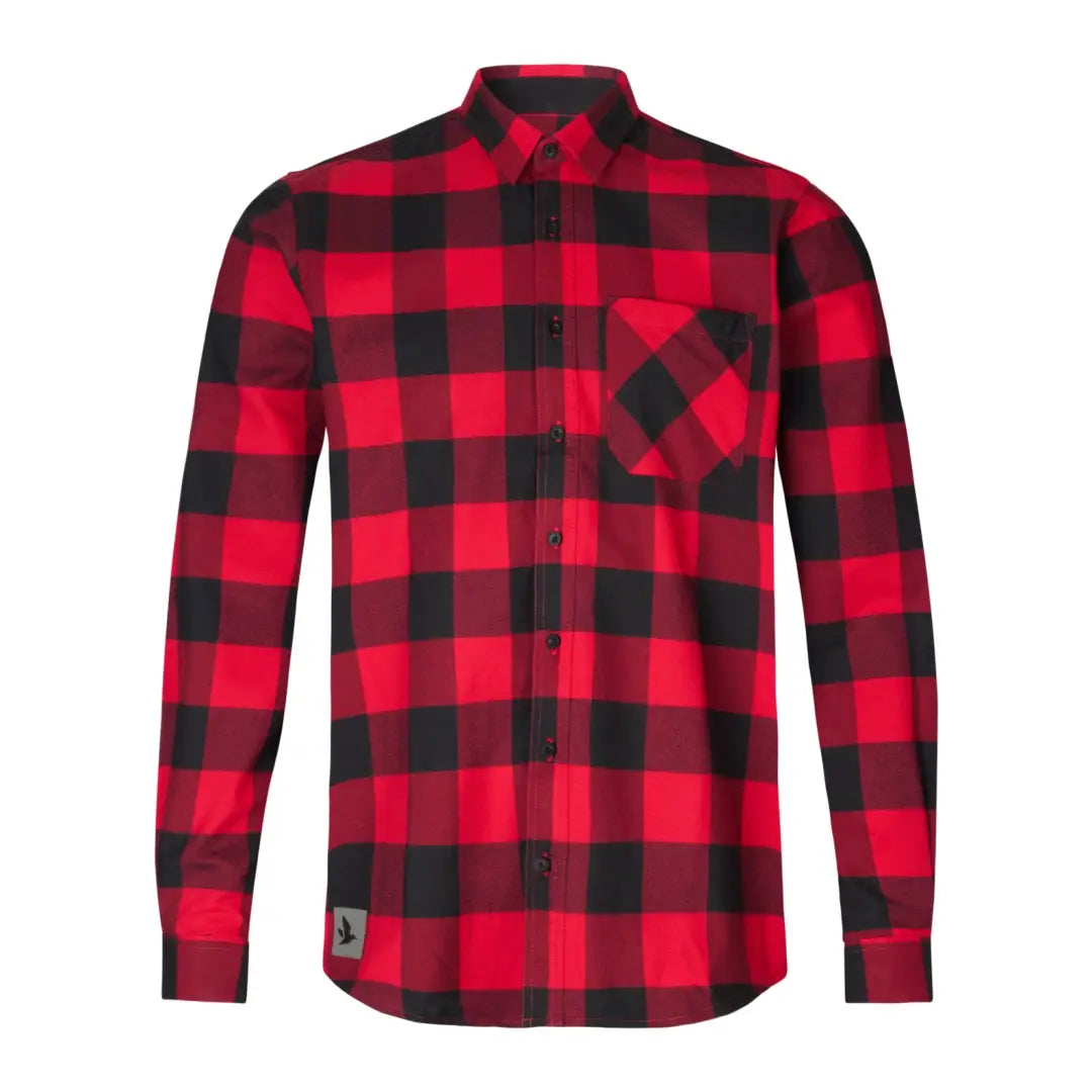 Red and black buffalo plaid flannel Seeland Toronto Shirt with a chest pocket