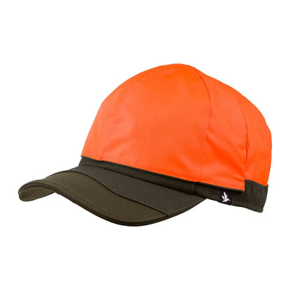 Bright orange Seeland Trax Cap with a dark green brim for outdoor adventures