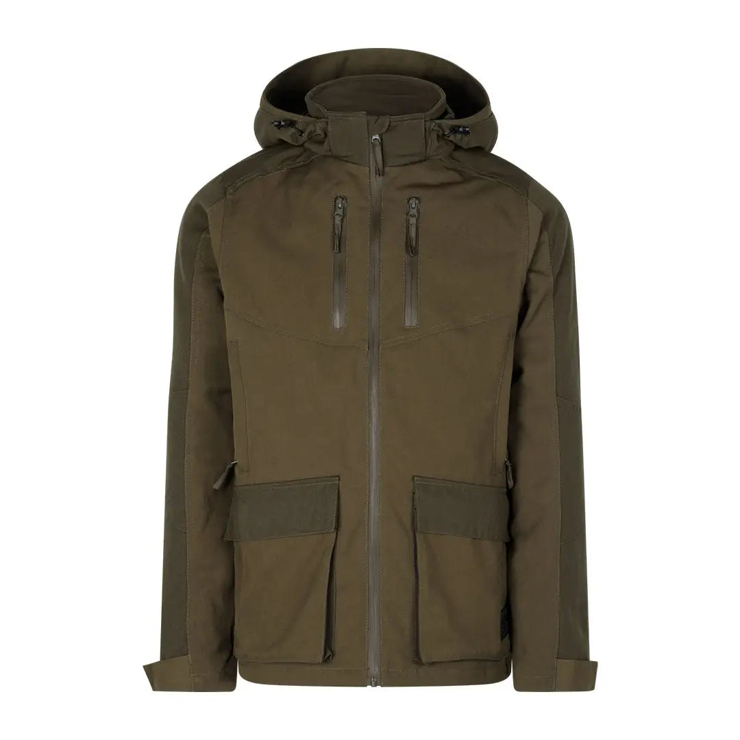 Olive green Seeland Trax Jacket with pockets and zippers for versatile outdoor style