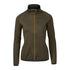 Olive green zip fleece jacket with high collar, a perfect midlayer solution for women