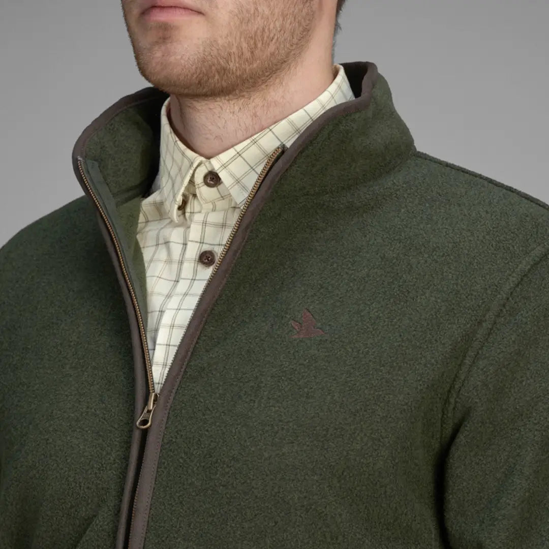 Green Seeland Woodcock Fleece jacket over a plaid shirt, perfect for shooting parties