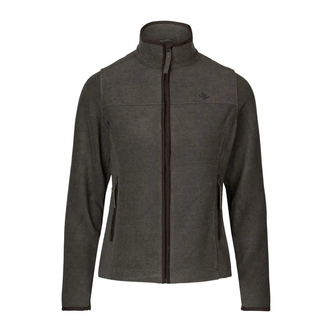 Dark gray zip-up Seeland Woodcock Ivy fleece jacket with high collar for style and warmth