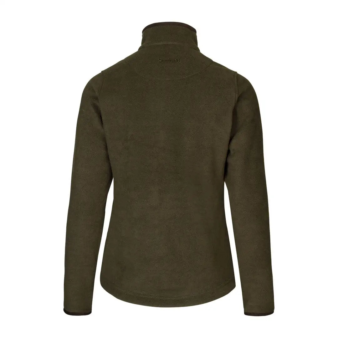 Dark green Ivy Fleece Jacket with high collar and full-length zipper design