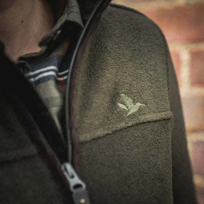 Olive green Seeland Woodcock Ivy Fleece Jacket with logo on the shoulder