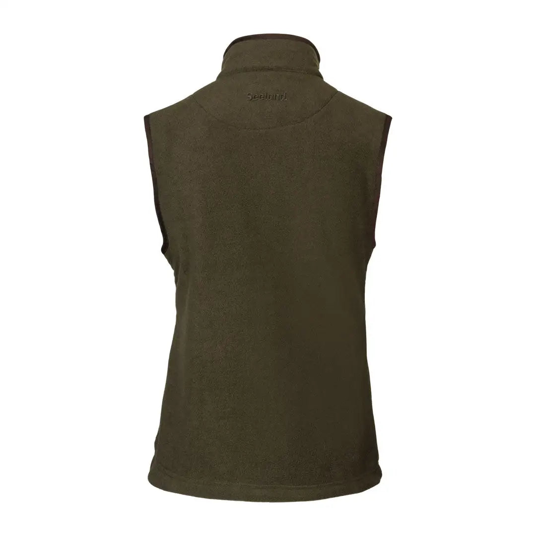 Dark green sleeveless Ivy Fleece Waistcoat with high collar perfect for outdoor adventures