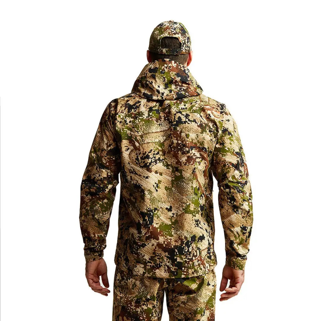 Sitka Dew Point Jacket in green and brown camo, perfect for stealthy hunting trips