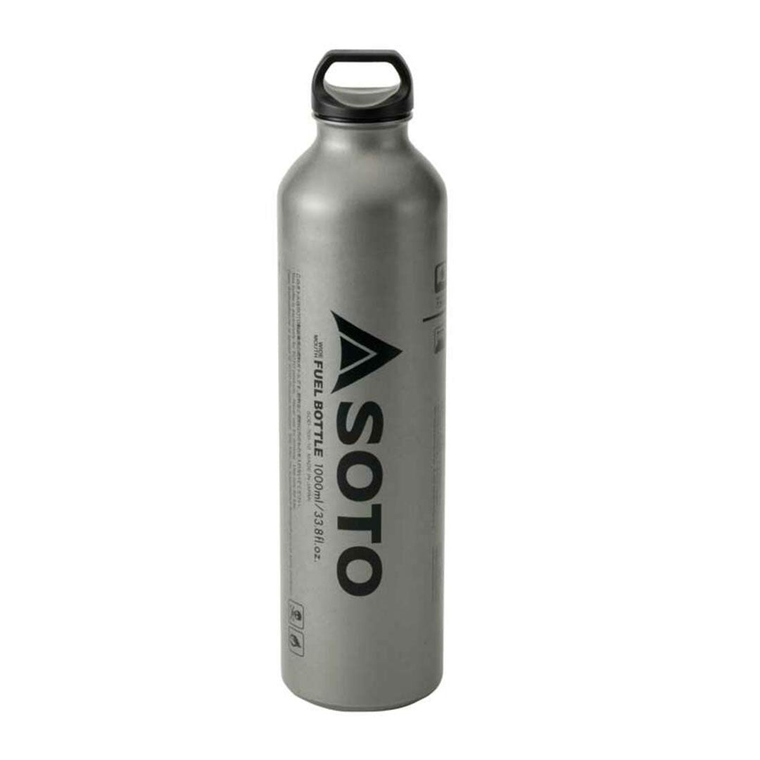 Gray Soto Fuel Bottle 1000ml with a black handle for easy carrying and refueling