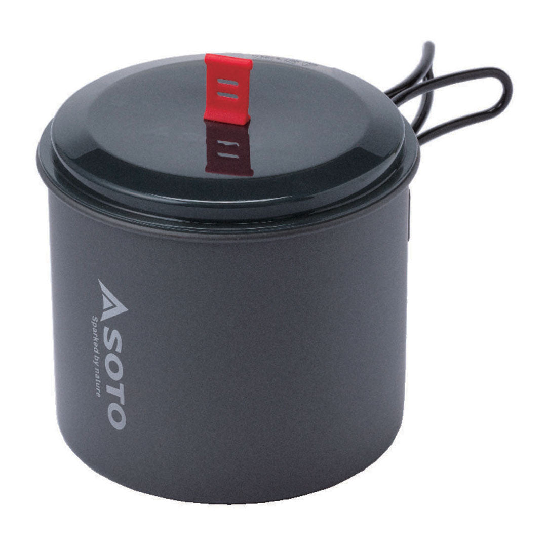 Gray camping pot with lid from Soto New River Pot, perfect for country clothing and hunting trips