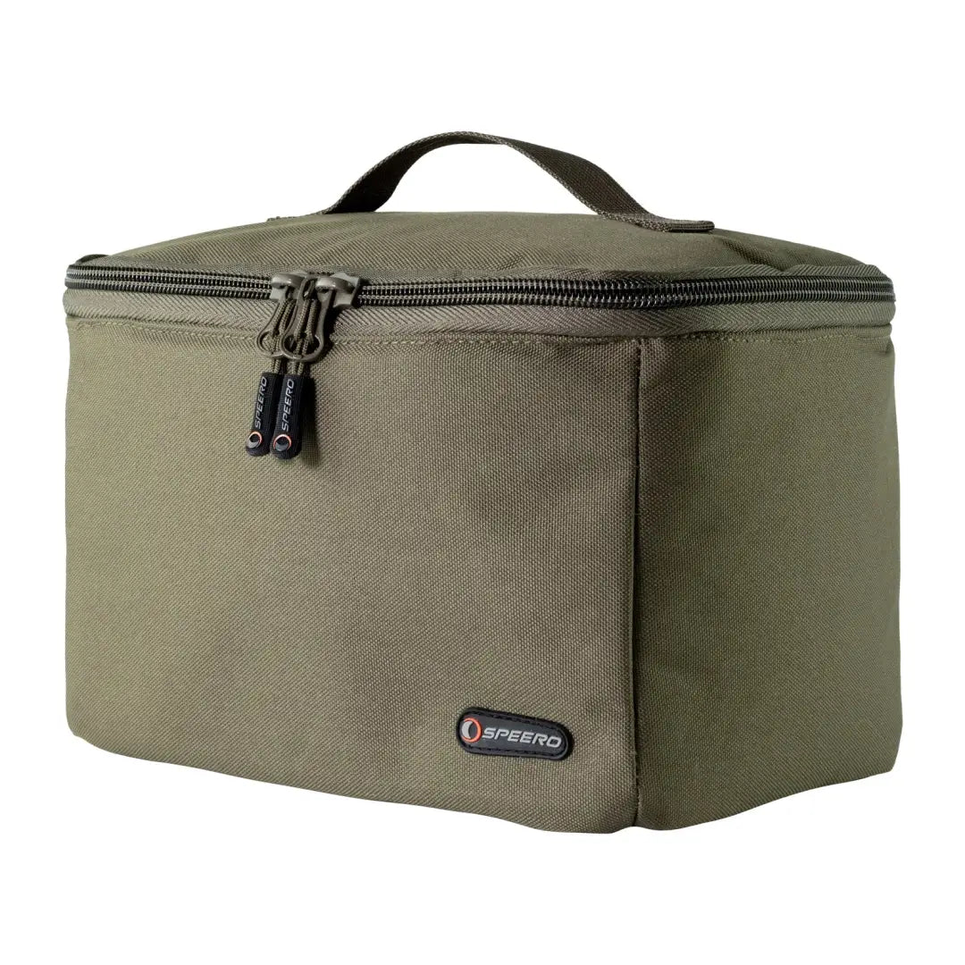 Olive green Speero Bait Cool Bag with top handle and zipper for easy transport