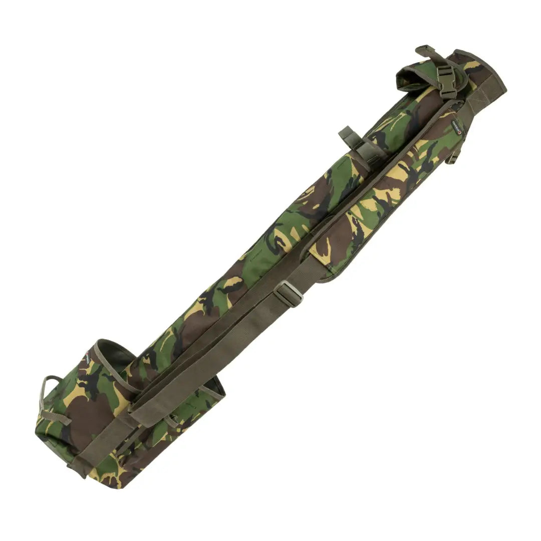 Camouflage-patterned Speero Compact Rod Sling with straps and pockets for easy carrying