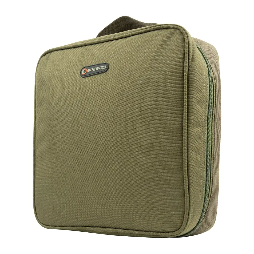 Olive green Speero Cutlery Pouch with zipper, perfect for travel and toiletries