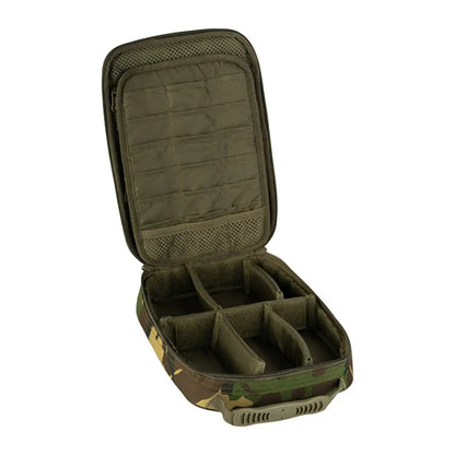 Camouflage storage case with compartments and MOLLE webbing for Speero End Tackle Pouch